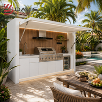 Meubles de cuisine extérieurs sur mesure avec îlot de rangement, barbecue modulaire et évier, fabriqués en usine pour projets résidentiels et de jardins