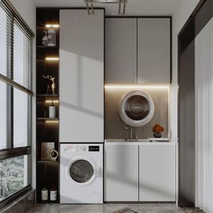 Combinación de Lavandería para Balcón con Almacenamiento, Exportación de Fábrica China, Lavadora de Alta Calidad con Mueble Combinado - Product Image 1