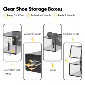 Nhựa Stackable hộp giày trong suốt Sneaker Thùng gấp Organizer thả phía trước hộp giày rõ ràng giày lưu trữ biểu tượng tùy chỉnh - Product Image 2