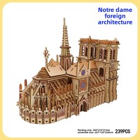 Hamaileon Modèle architectural assemblé Notre-Dame de Paris, puzzle 3D en bois, cadeau DIY avec éclairage et musique, découpe laser
