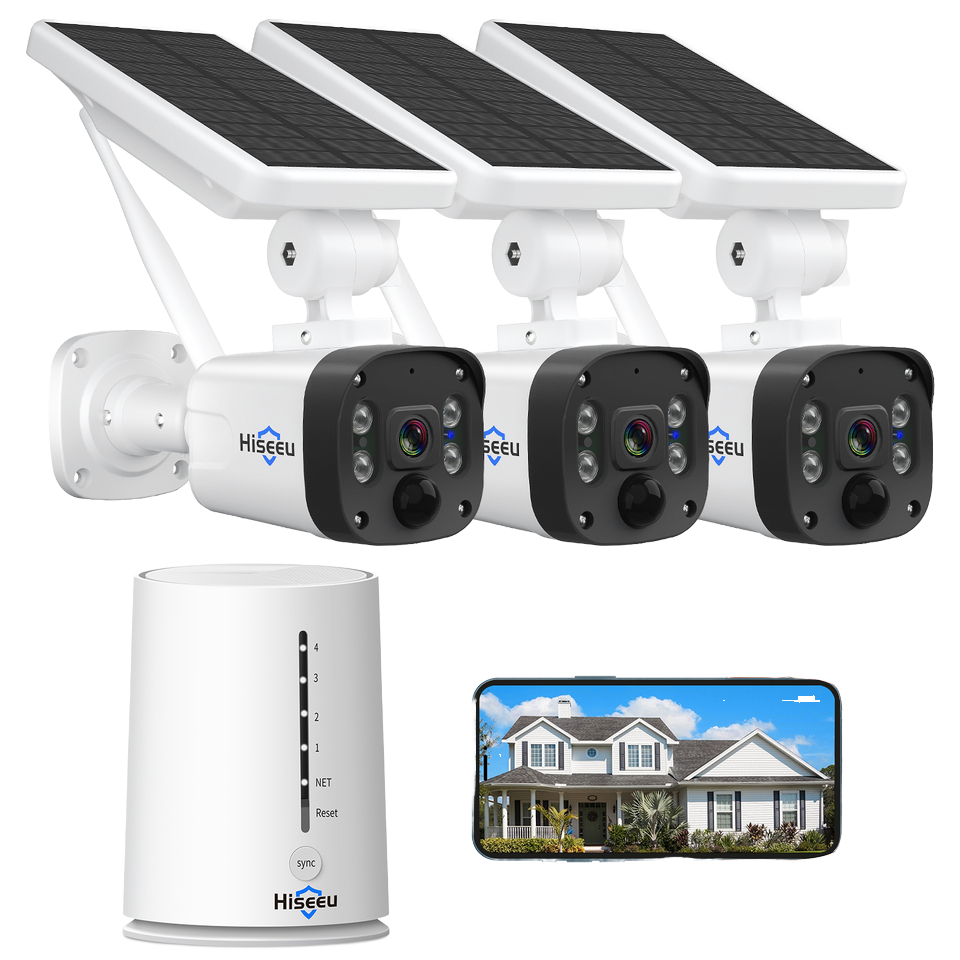 Hiseeu Wireless IP <strong>Camera</strong> <strong>100%</strong> <strong>Wire</strong>-<strong>Free</strong> Color Night Vision Base Station <strong>Solar</strong> <strong>Battery</strong> Powered Wireless <strong>Security</strong> <strong>Camera</strong> System