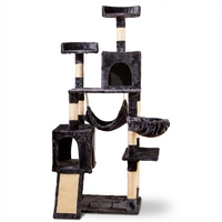 Arbre à chat multi-niveaux en velours écologique de qualité supérieure avec poteaux en sisal pour chatons et chats adultes, idéal pour l'intérieur