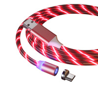 Câble de données lumineux magnétique 3-en-1 en TPE à aspiration magnétique, tressé, avec effet de marquee, charge rapide 3A, vente en gros usine, compatible