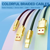 Cable de Carga Doble Tipo C Personalizado, Cable de Datos con Carga Rápida PD, Revestimiento Metálico Chapado en Oro y Trenzado de Nailon para Teléfono y Portátil Tipo C