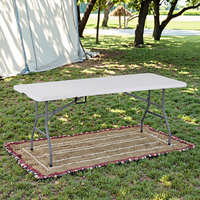 Meubles de jardin modernes et légers pour l'extérieur, table à manger pliante en plastique HDPE avec plateau blanc de 6 pieds