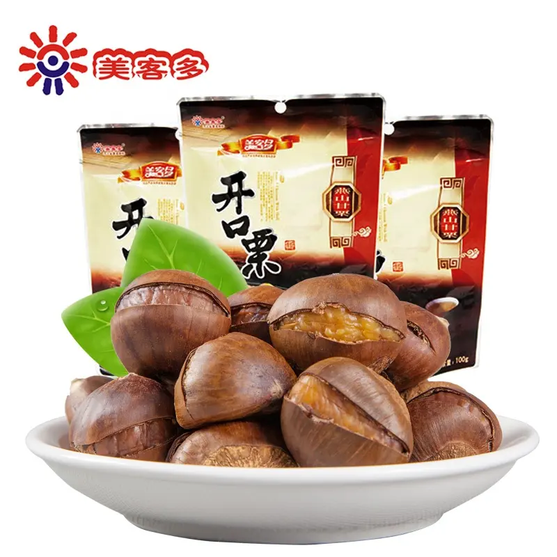 Exportation de châtaignes chinoises Snack Emballé Châtaignes grillées Vente en gros Noix de châtaignes grillées pelées