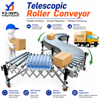 Système de convoyeur à rouleaux télescopique mobile, vitesse réglable, rouleaux en acier, roues pivotantes de 4 pouces, 110V/220V/380V