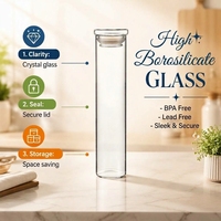 Pot de conservation en verre borosilicate soufflé à la main, écologique, avec couvercle, pour café, thé, épices, cuisine, garde-manger