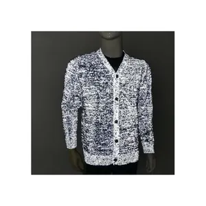 Suéter de punto con botones de manga larga para hombre y mujer, Jersey de punto con cuello en V, hilo reflectante para seguridad nocturna, color gris