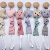 Custom Cute Dummy Baby Plastic Metal Wood Silicone chain holder pacifier clip