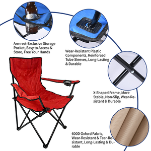 Chaise de camping pliable légère et durable en tissu Oxford, portable pour le brunch en plein air, les loisirs au bord du lac, logo personnalisé, approvisionnement en gros en usine - Product Image 4