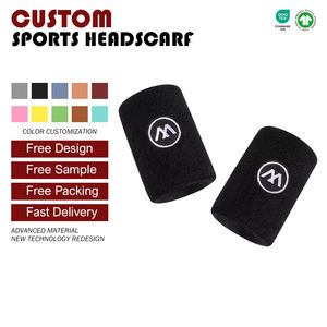 Unisex özel nakış logosu spor bilekliği düz renk pamuklu spor bilekliği ter için sıcak satış - Product Image 1