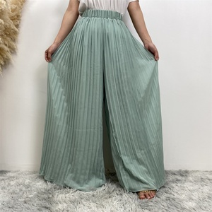2296# Spring Summer Breathable Chiffon Casual Pleated Pant Elastic Waist With Lining Refreshing Popular Women Pant - Product Image 5