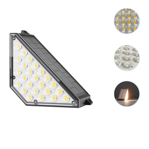 Lampe de pont solaire extérieure blanc chaud IP65 étanche interrupteur automatique lampes à induction triangulaire 24LED lumière d'étape décorative - Product Image 2