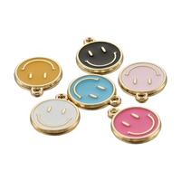 Créez Votre Logo : Breloques Visage Souriant Adorables, Taille Personnalisée, Épinglette en Alliage Émaillé Couleur Or avec Trou de Suspension pour Cadeaux d'Affaires