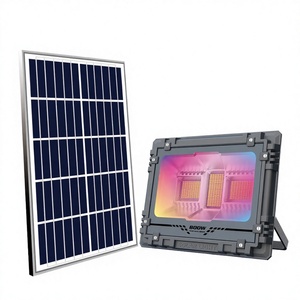 Projecteur solaire LED 800W RGB à changement de couleur, contrôle par application, extérieur, IP65, corps en plastique, Bluetooth, dimmable - Product Image 4