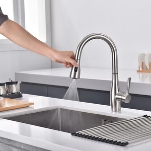 Robinet de cuisine moderne en acier inoxydable 304, extractible, de luxe, haut de gamme, en acier inoxydable brossé, luxueux - Product Image 5
