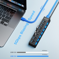 Wholesale Computer Hardware Software 4 Port Multi Splitter 7 in 1 USB 2.0 3.0 Hub for PC Laptop
