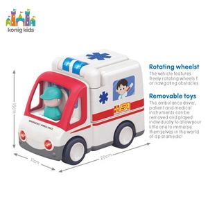 Jouet musical éducatif pour bébé en plastique Konig Kids, ambulance électrique avec lumières et fonction de poussée, jouets pour bébé - Product Image 3