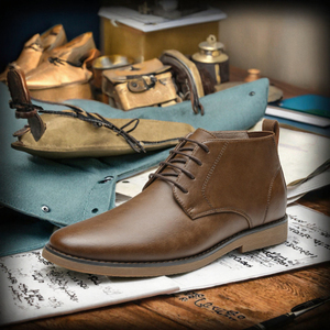 Botas Chukka Marrones para Hombre, de Cuero Genuino, con Cordones, Botas de Desierto hasta el Tobillo, Punta Redonda, Antideslizantes, para Toda Temporada, Casuales de Negocios - Product Image 3