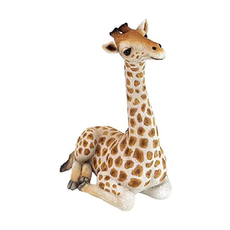 Figurine animale mignonne décoration d'intérieur en gros résine artisanat statue de girafe au repos