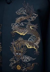 Col montant de style chinois personnalisé vêtements pour hommes d'âge <span class=keywords><strong>moyen</strong></span> et Dlderly mince <span class=keywords><strong>robe</strong></span> noire <span class=keywords><strong>costume</strong></span> - Product Image 6