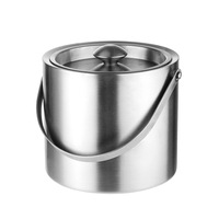 Seau à glace et glacière isotherme en acier inoxydable à double paroi OEM 2L/3L, écologique, avec couvercle et poignée à pince pour les fêtes