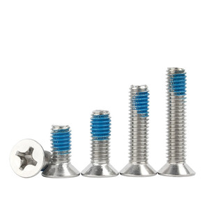 Tornillo de máquina avellanado de acero inoxidable azul Nylok de alta calidad, tamaño métrico DIN965 M2 M2.5 M3 M4, venta directa de fábrica - Product Image 1