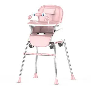 Baby Highchair com almofada Baby Dining High Chair for Toddler Infant Baby Steel Plastic Chair Customized Fashionable Eating