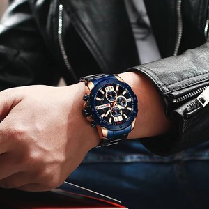Montre à quartz de luxe pour homme Drioshipping, design classique, étanche, bracelet en acier inoxydable, montre-bracelet lumineuse, boîtier en alliage - Product Image 4