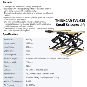 Elevador de tijera pequeño de 3500kg THINKCAR <span class=keywords><strong>TVL</strong></span> 635, elevador de coche hidráulico subterráneo de 3,5 T, elevador controlado eléctrico, equipo automático - Product Image 3