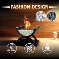 Grande cheminée de table ronde en verre 12.5 "H Portable Fire Bowl Pot Clean Burning Bio Ethanol Ventless Fireplace