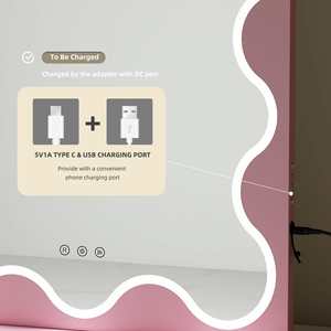 Fabrika kaynağı demir özel şarj edilebilir pembe <span class=keywords><strong>3</strong></span> renk aydınlatma masaüstü tipi C dim Arch Vanity ışıkları ile Led makyaj aynası - Product Image 6