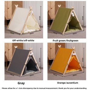 <strong>Cat</strong> <strong>Bed</strong> Wooden Tent-Style Pet House Detachable Washable Indoor Outdoor Winter Warming Cotton Pad All-Season Universal - Product Image 6