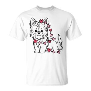 T-shirt personnalisable pour la Saint-Valentin pour les amoureux des chiens, cadeau promotionnel personnalisable pour les propriétaires de Yorkshire Terrier - Product Image 1