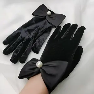 bridal hand gloves wedding short velvet autumn/winter dark dress lace gloves wedding elastic bridal glove wholesale