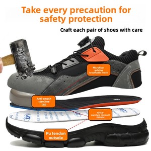 OEM LOGO Rotating Buttons Safety <b>Shoes</b> <b>Men</b> Waterproof Steel Toe Safety <b>Work</b> Boots <b>Men</b> Anti-smash Anti-puncture Protective <b>Shoes</b> - Product Image 4