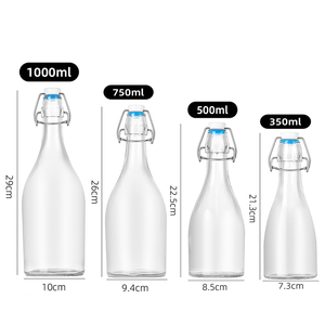 500ml 1L Boissons gazeuses rondes transparentes Bouteille de soda en verre à anneau de traction haute <span class=keywords><strong>pression</strong></span> à ouverture facile avec capuchon à couronne 750ml 1000ml - Product Image 1