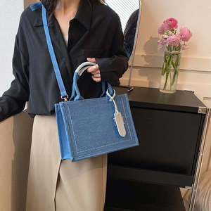 Bolso de mano de mujer de gran capacidad de tela vaquera de lujo personalizado bolso de mano Jeanet bolso de hombro de tela vaquera de 2 tamaños - Product Image 3