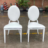 Best-seller Design blanc empilable Cuir PU Dos rond Velours Chaise de mariage pour hôtel, banquet, événement