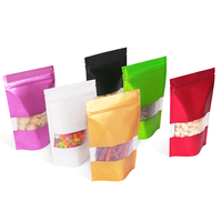 Sachet refermable de sécurité personnalisé avec logo, en CPP de qualité alimentaire, fenêtre transparente, noir mat, fermeture éclair, PET+VMPET+PE
