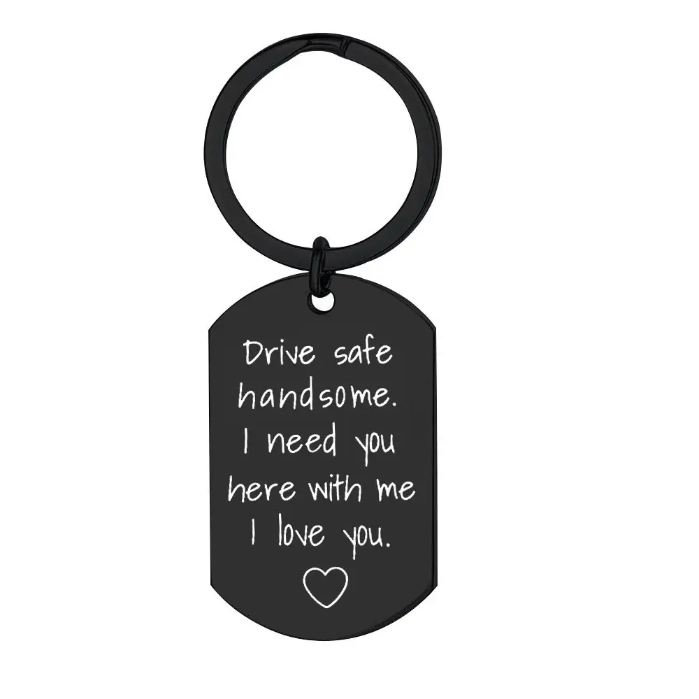 Безопасный брелок для ключей для бойфренда из нержавеющей стали с пользовательским логотипом текстовая гравировка брелок