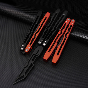 Navaja de Bolsillo Multifuncional de Aluminio EDC, Navaja Plegable de Entrenamiento para Principiantes al Aire Libre, Navaja <span class=keywords><strong>Balisong</strong></span> Portátil de Entrenamiento - Product Image 2