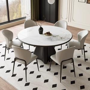 Mesa de Comedor Redonda Extensible Moderna que se Transforma en Forma Ovalada con Tablero de Piedra Sinterizada para 6-8 Personas, Muebles de Cocina para el Hogar. - Product Image 2