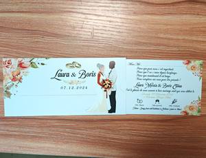 Invitaciones de Boda Deslizantes Personalizadas para Novios de Piel Oscura, Invitaciones con Sobre Extraíble, Tarjeta de Invitación Impresa, Invitaciones Deslizantes - Product Image 2