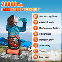 Ventilateur de camping rechargeable avec lanterne LED, ventilateurs oscillants à batterie 20000 mAh pour tente, pique-nique, barbecue, pêche, extérieur