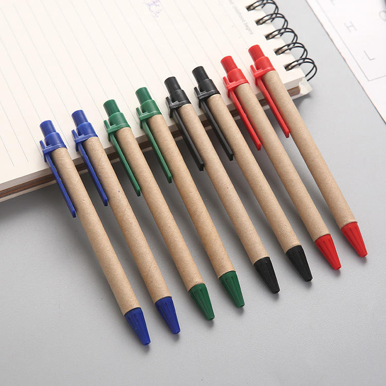 Promotional Logo Custom Recycled Kraft Paper Ball Pen Eco-friendly  Ballpoint Pen With Cheap Price