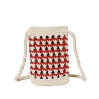Sac bandoulière pour téléphone en crochet fait main, ajouré, color block, mini, bohème, décontracté, pour les vacances d'été à la plage, pour femme
