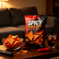 Sachet alimentaire PE thermoscellable imprimé sur mesure avec fenêtre transparente pour chips tortilla épicées