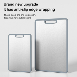 Đôi mặt thép không gỉ thớt snijplank Titan thớt với cạnh Silicone cho máy rửa chén an toàn - Product Image 3